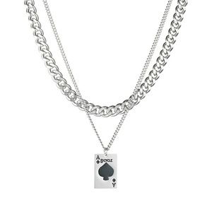 stainless steel ace layered necklace